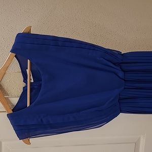 Blue pleated cocktail dress